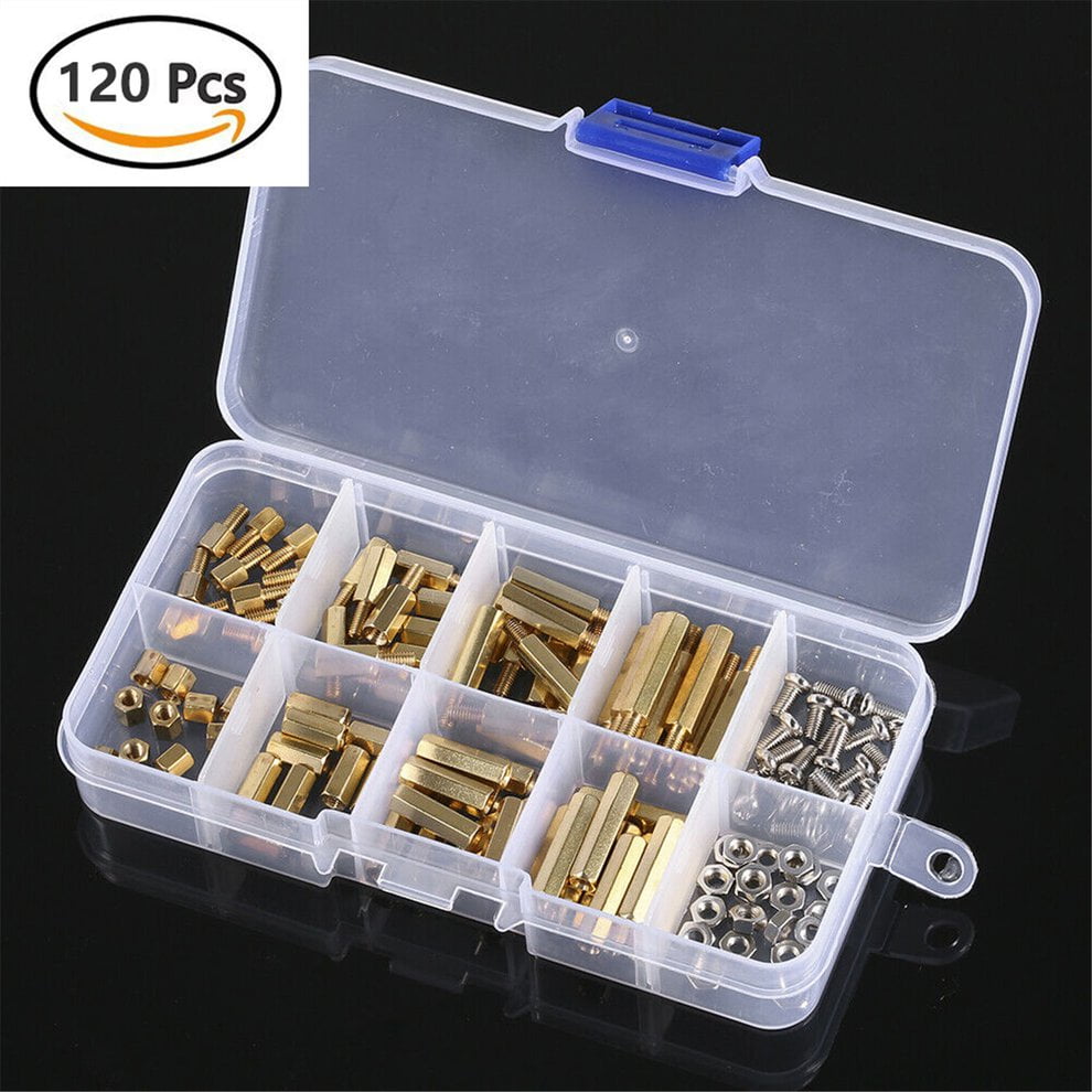 120Pcs M3 Brass Standoff Spacer PCB Board Hex Screws Nut Assortment Kit