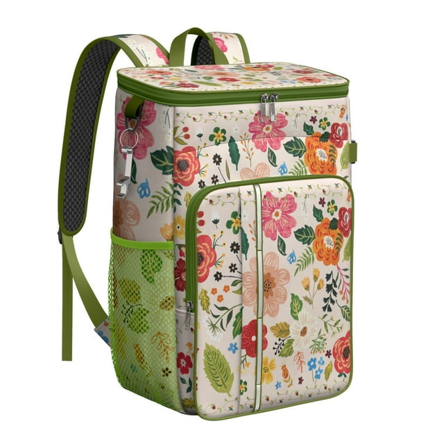 Aesthetic Earthy Cooler Backpack - 20L Insulated Leakproof Bag, Bohemian Design for Beach