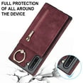 thumbnail image 5 of Nalacover for Samsung Note 10, Wallet RFID Credit Card Holder and Zipper Pocket,Drop Protection Flip Cover Ring Holder Kickstand Double Magnetic Clasp for Samsung Galaxy Note 10, Winered, 5 of 12