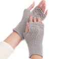thumbnail image 1 of Women Fingerless Gloves Knitted Solid Color Half Finger Mittens Computer Gloves, 1 of 10