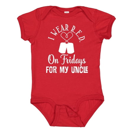 

Inktastic I Wear Red for My Uncle Military Friday Gift Baby Boy or Baby Girl Bodysuit