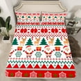 thumbnail image 2 of Feelyou Santa Claus Twin Sheet Sets for Teen, Red Triangle Geometric Twin Fitted Sheet, Merry Christmas Flat Sheet, Super Cozy Room Decor, 3-Piece, 2 of 7