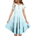 thumbnail image 2 of Summer Spring Dresses for Girls 12-13 Years Gradient Color Dresses Casual Dresses for Girls A Line Dresses for Kids Casual Dresses for Girls Light Blue, 2 of 4