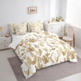 thumbnail image 3 of Homewish Tropical Leaves Bedding Comforter Set 7-Piece for Boys Girls,Brown White King Bedding Sets,Botanical Theme Ultra Soft Bed Sheets,Lightweight Room Decor,Reversible, 3 of 8