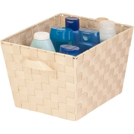 Honey Can Do Medium Woven Strap Tote, Creme