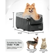 PETSFIT Center Console Dog Car Seat with Safe Protection Hooks, Pet Car Seat with Upgraded Safety Tethers, Washable Cushion, Console Dog Car Seats for Small Dogs Up to 9 Lbs(Black)