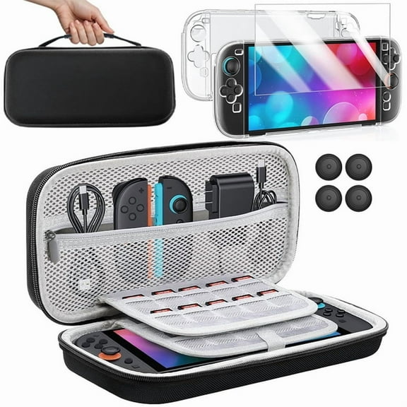 Accessories Bundle Kit for Nintendo Switch 2, Carrying Case with Protective Cover, HD Screen Protector, Thumb Grip Caps, Portable Travel Case Accessories Kit for Switch 2
