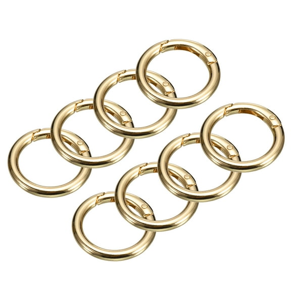 Round Spring O Rings, 8Pcs 1.3 Inch OD Trigger Buckle Snap Clips for Bags, Purses, Keyrings, Light Golden