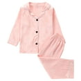thumbnail image 2 of Fridja Satin Pajamas for Girls, Summer Solid Color Long Sleeve Comfortable Soft Satin Button Down PJ Set Gift for Slumber Party, Birthday, Holiday (Pink,5-6 Years), 2 of 5