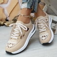 thumbnail image 4 of HTHLVMD Chunky Platform Sneakers, Women's Chunky Platform Sneakers Hollow Out Lace Cutout Trainers Stylish Lace Up Dad Shoes Comfort Cushion Lifting Walking Footwear, Beige 5, 4 of 9