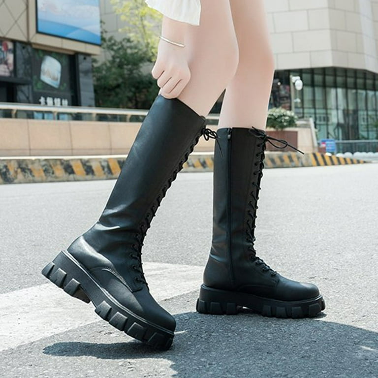 jsaierl Women's Combat Riding Platform Knee High Boots, Lace jsaierl Women's Combat Riding Platform Knee High Boots, Lace