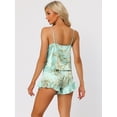 thumbnail image 3 of Unique Bargains Womens Satin Lounge Floral Cami Tops with Shorts Pajamas Sleepwear Sets, 3 of 5
