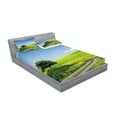 thumbnail image 2 of Ambesonne Outdoorsy Fitted Sheet & Pillow Sham Set, Rural Country Scenery, Full, Apple Green and Pale Blue, 2 of 2