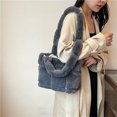 thumbnail image 2 of Bolso Mano Peludo Casual Lindo Nube Con Clip Felpa Suave Y Cruzado Un Hombro para Mujer (gris), 2 of 9