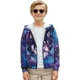 thumbnail image 4 of Uourmeti Galaxy Art Wolf Butterfly Boys Kids Sporty Zip Up Jacket Hooded Long Sleeve with Pockets Athletic Top for Gym Size 8-10, 4 of 7