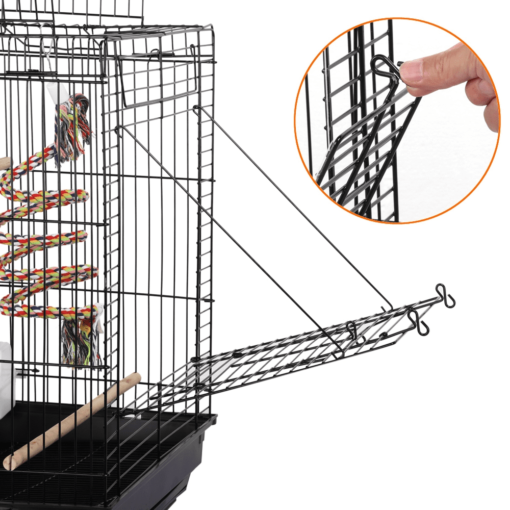 Yaheetech Open Top Travel Bird Cage Carrier for Bird Canary Cockatiel Small Parrots, Black