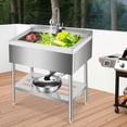 thumbnail image 7 of Freestanding Small Stainless Steel Utility Sink 23"x19" Single Bowl with Hot & Cold 360° Swivel Faucet, Adjustable Feet, Five S Hooks Garage, 7 of 7