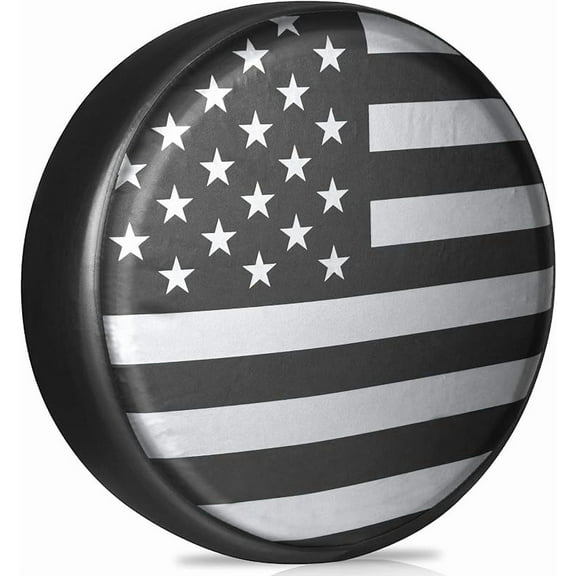 Spare Tire Cover for RV Trailer, Jeep Wheel Cover for Spare Tire, Leather Trailer Tire Covers with American USA Flag for Camper, RV Trailer, Jeep, Truck, SUV