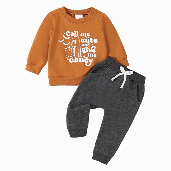 Gibobby Toddler Boy Clothes Fall Winter 2Pcs Outfit Boys Clothes Boys Outfits Plaid 6 12 18 Months 2T 3T 4T 5T 6T 7T Kids Boys Pants Outfits(18-24 Months,Brown)