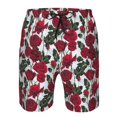 thumbnail image 3 of Rocae Rose Flowers for Men's Beach Shorts Casual Elastic Waist Drawstring Summer Beach Shorts,S-3XL-XX-Large, 3 of 6