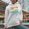 thumbnail image 2 of Tennis, Sports Themed, Groovy Retro Wavy Text Merch Gift, White Hooded Sweatshirt or Hoodie, 3XL, 2 of 5