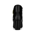 thumbnail image 2 of BLISSFUL STEP Women's Pointed Toe Buckle Block Heels Ankle Boots Black 5.5, 2 of 7