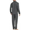 thumbnail image 5 of Aiyino Men's Silk Satin Pajama Set Striped Long Sleeve Button Down Classic Sleepwear Loungewear with Front Pocket, 5 of 8