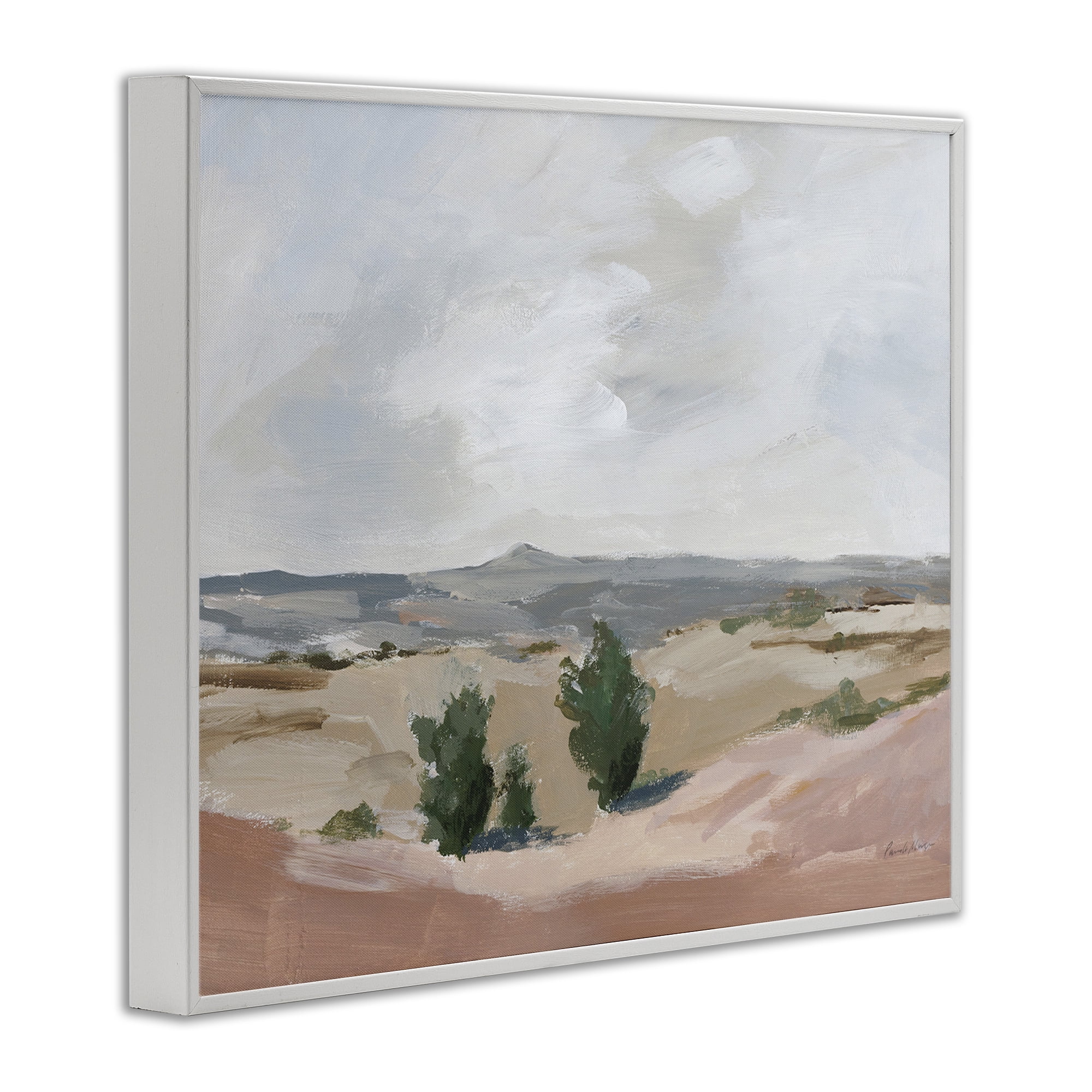 Stupell Industries Vast Desert Mountains Landscape Painting White Framed Art Print Wall Art, 14 x 11