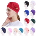 thumbnail image 2 of Coofit Women Turban Hat Knotted Solid Color Hair Loss Hat Head Wrap Hat with Buttons, 2 of 7