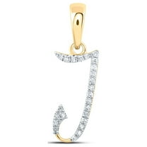 10kt Yellow Gold Womens Round Diamond J Initial Letter Pendant 1/20 Cttw