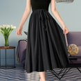 thumbnail image 2 of Sngxgn Solid Stretchy Cotton High Waist A-line Flared Casual Skater Mini Skirt(Black,One Size), 2 of 7