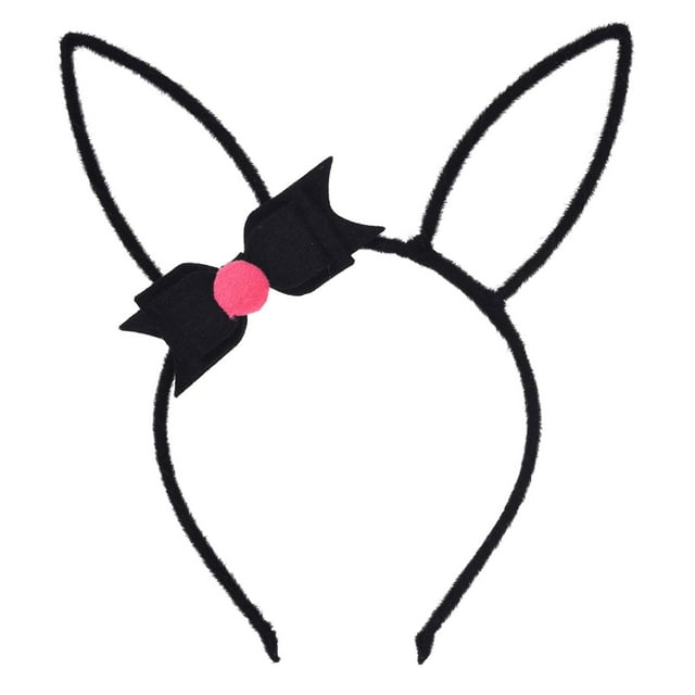 Diadema con orejas de conejo y lazo para el pelo, bonito accesorio para disfraz. Negro