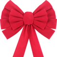 thumbnail image 1 of 6 Piezas Lazos Navideños de Terciopelo Rojo Grandes Lazos Colgantes Navideños para Decoración de Coronas de Navidad o Adorno de Árbol Decoración Interior y Exterior, 9,8 x 17,7 Pulgadas, 1 of 5