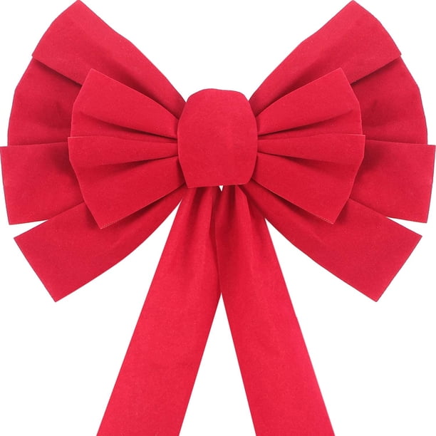 Lazos Rojos De Terciopelo Para Navidad - Set De 4 Piezas (2 Grandes Y 2 Pequeños) Para Coronas, árbol Y Decoración