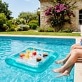 thumbnail image 6 of MMJ Pool Float Inflatable Cooler Bar Thickened PVC Floating Drink Snack Fruit Tray for Party Beach Lake 25.59x25.59in, 6 of 6