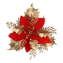 Poinsettia Christmas Decorations Flowers 12Pcs Artificial Poinsettia Christmas Tree Ornaments Glitter Silk Flower Picks for Xmas New Year Wedding Party Wreath DIY Garland Decor