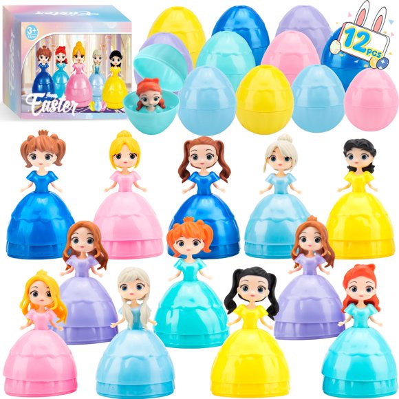 Huevos de Pascua para fiestas DREACAREFT, princesas, juguetes, 12 unidades para niños