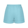 thumbnail image 5 of Summer Beach Linen Shorts For Men Solid Color Elastic Drawstring Waist Multi-Pocket Shorts Lightweight Comfortable Casual Shorts Perfect For Seaside Vacation Daily Wear Light Blue M, 5 of 7