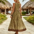 thumbnail image 2 of Morttic Women's Leopard Print Sleeveless V-Neck Maxi Dress – Boho Flowy Beach Long Dress, Summer Resort & Vacation Wear Yellow，L, 2 of 3