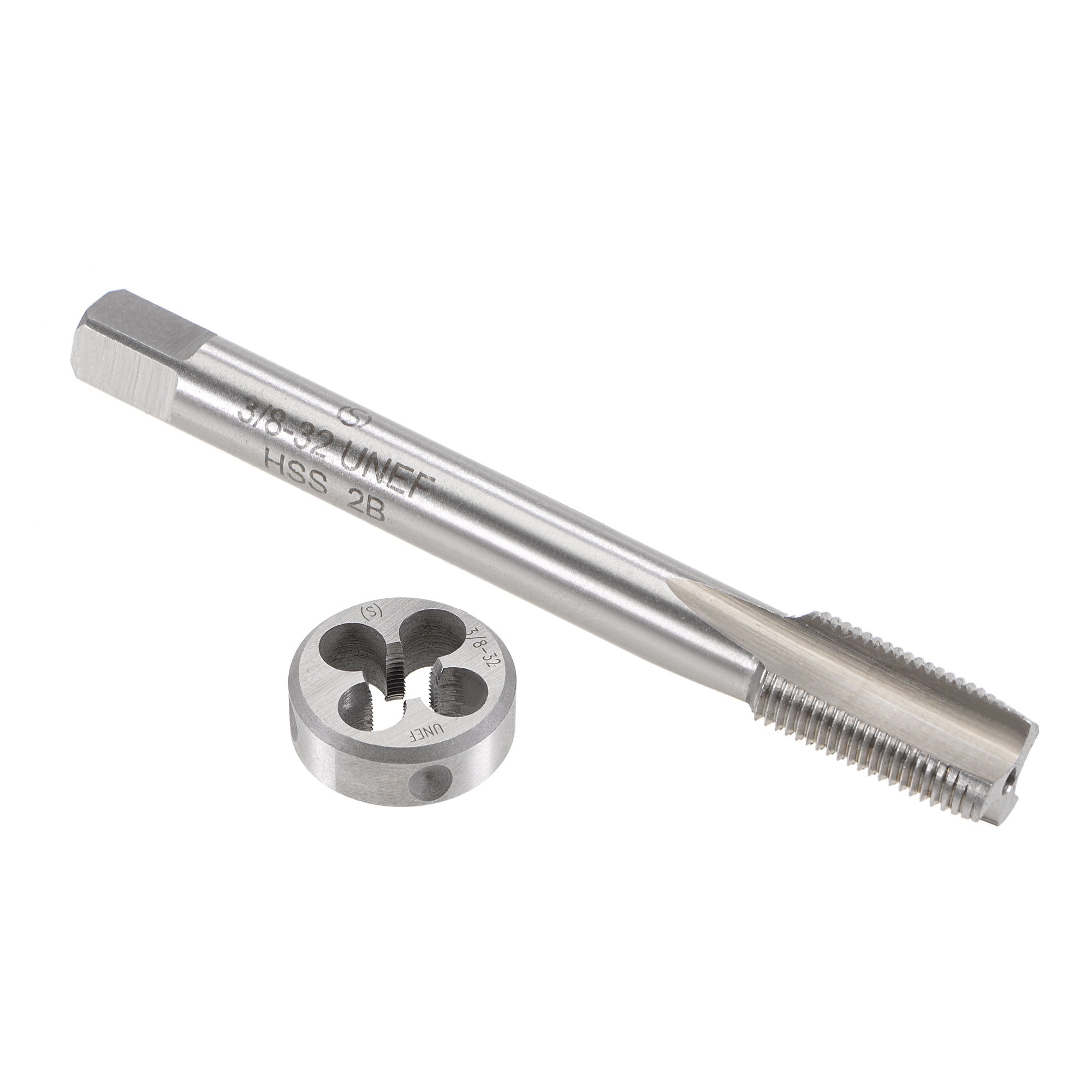 2Pcs M8 x 0.5mm HSS Metric Tap And Die Set Thread Tap And Round Thread Die Right Hand HSS Taper Silver Tone 