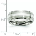 thumbnail image 2 of Stainless Steel 925 Sterling Silver Engravable Inlay Ridged Edge 8mm Brushed and Polished Ring Size 10.5 Jewelry Gifts f, 2 of 4