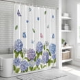 thumbnail image 5 of Spring Hydrangeas Shower Curtain Set - 72" x 78" Washable Bathtub Curtain with 12 Hooks, Purple Floral Butterfly Leaves Waterproof Fabric Stall Shower Curtains for Bathroom/Bathtub Décor, 5 of 6