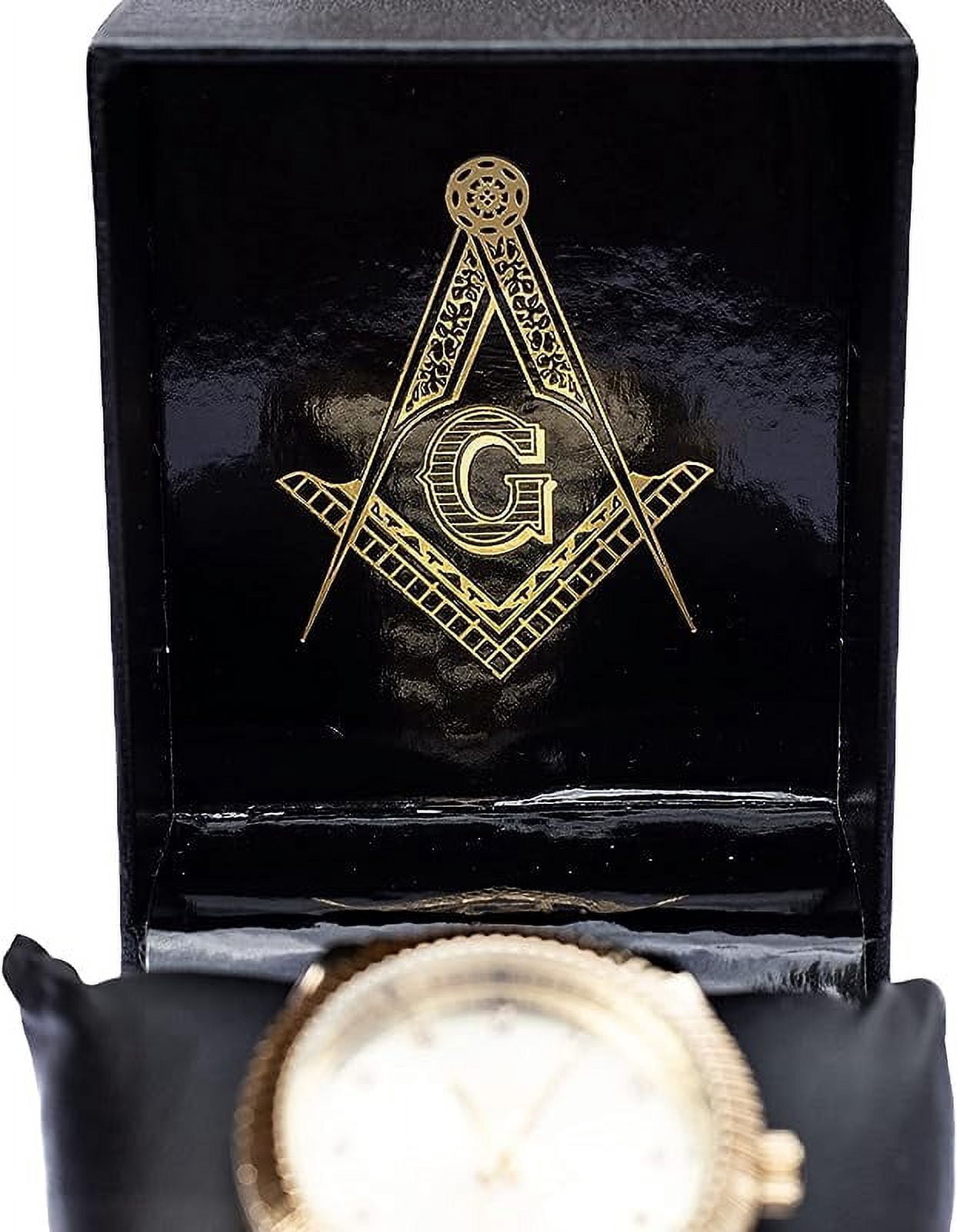 Trendy Zone 21 Freemason Masonic Symbol Quartz Wrist Analog Watch with Gold Tone Metal Band | Classy Gift for Men | Dimension – 4" x 3" x 3"