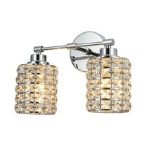 2-Lights Vanity Lights, Crystal Bathroom Light Fixtures Over Mirror Indoor Lighting Matte Black with Crystal Shades for Makeup & Dressing Table Foyer