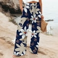 thumbnail image 2 of Jxximdong Pants for Women Women's Retro Printed Fashionable Drawstring Loose Pants High Waisted Casual Pants Wide Leg Pants Blue S Trousers, 2 of 5