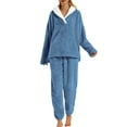thumbnail image 2 of UVN Winter Pajamas for Women Fuzzy Loungewear Sets Ladies Fleece Long Sleeve Tops and Long Pants 2 Piece Sleepwear, 2 of 8