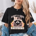 thumbnail image 4 of Jollimate Just a Girl Who Loves Raccoons T-Shirt, Cute Floral Coquette Bow Graphic Tee, Women's Shirt, 4 of 6