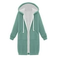 thumbnail image 3 of ZyeKqe Long Hoodies for Women Zipper Fleece Hooded Jacket Fall Winter Lightweight Casual Tunic Sweatshirts with Pockets, 3 of 4