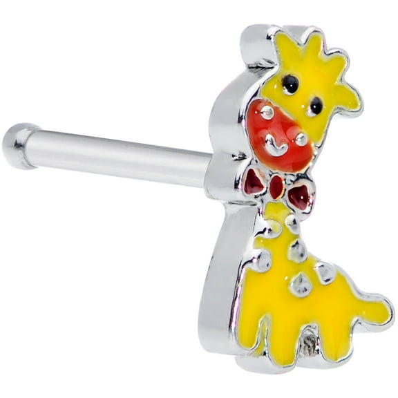 Body Candy Womens 20G 316L Steel Nose Ring Yellow Giraffe Nose Stud Nose Bone Body Piercing Jewelry 1/4"