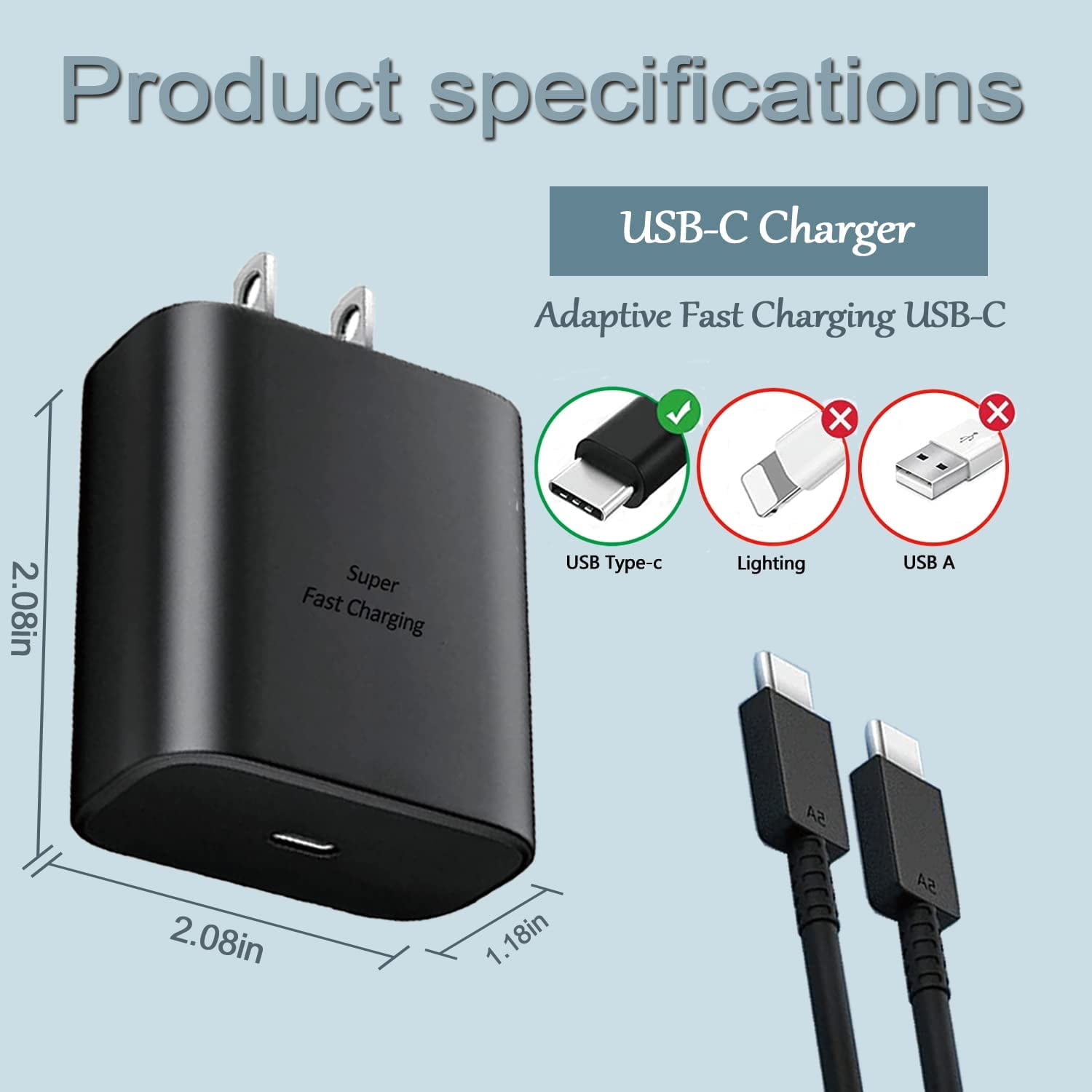 USB C Super Fast Charger for Ulefone Armor 21 Super Fast Charging 45W PD PPS Wall Charger with 3Feet & 6 Feet Cables Included - Black